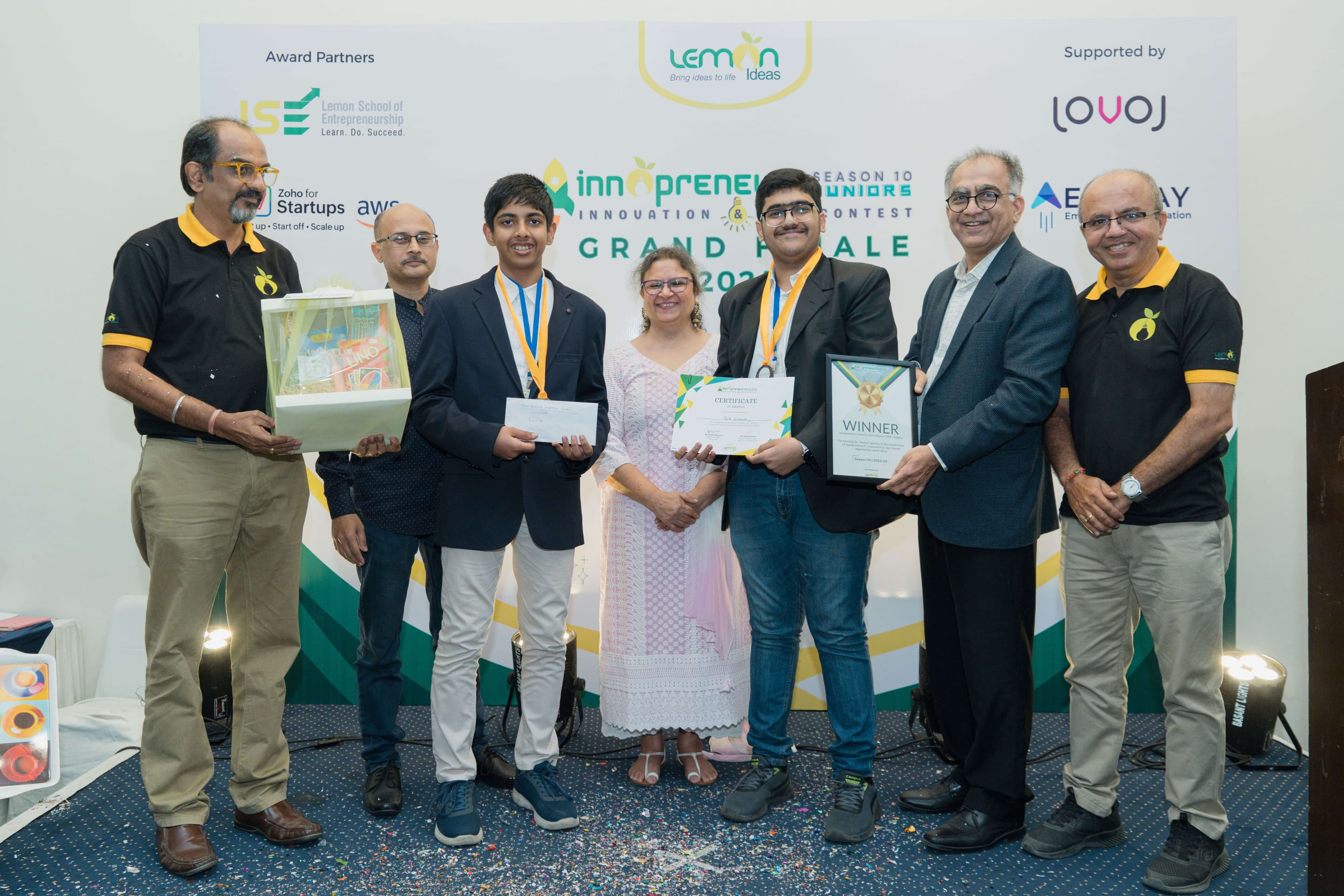 National winners with certificate